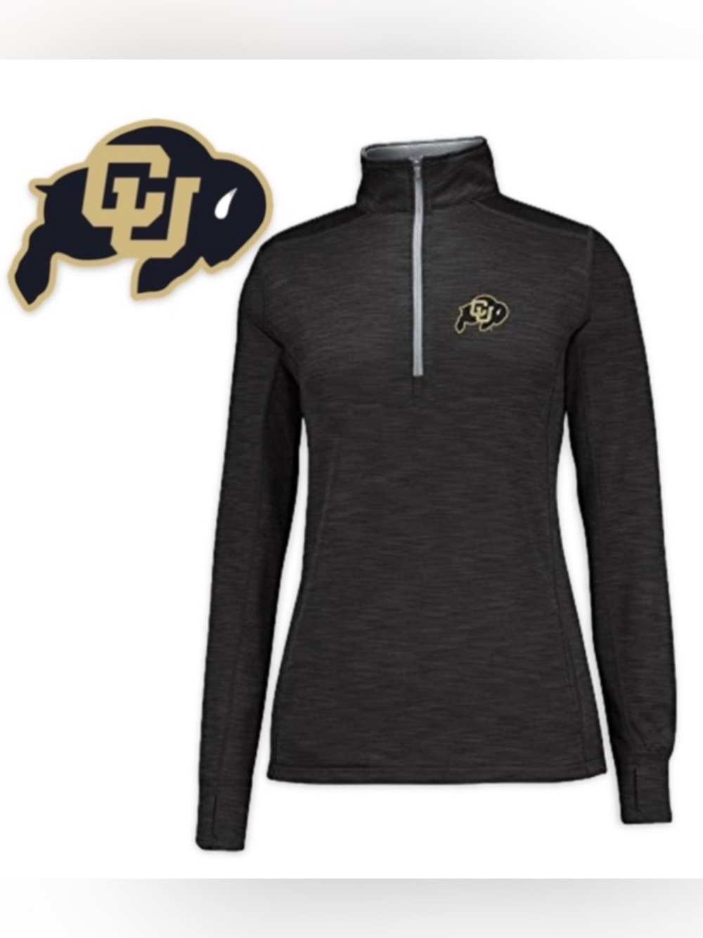 NWT [J America] Courtside Poly Fleece 1/4 Zip Pullover Black/Cement Women’s XL - Picture 2 of 10